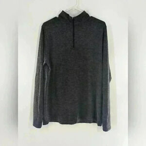 Reebok Men's Medium Mock Neck Charcoal Gray Small Zip Thumb Hole pullover